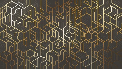 Abstract hexagonal design featuring gold and silver-grey creative pattern