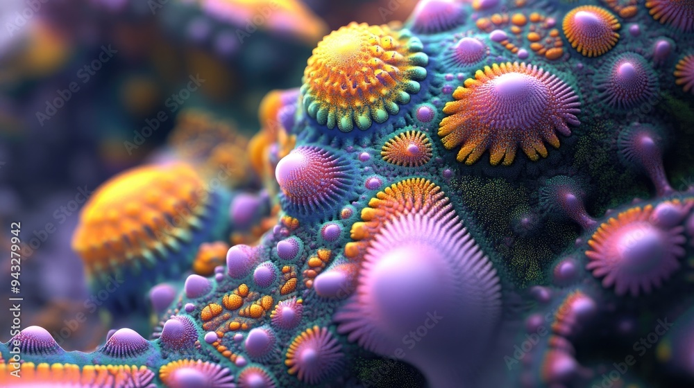 Poster Abstract fractal fantasy design background in 3D cartoon rendering