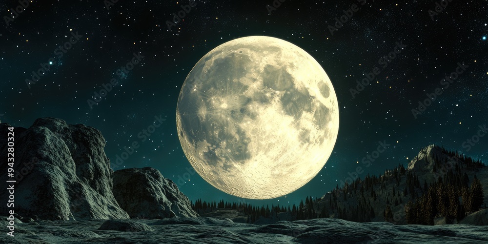 Aufkleber cartoon rendering in 3d of a super moon
