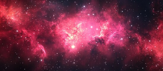 Red cosmic nebula in a 3D cartoon rendering High quality photo