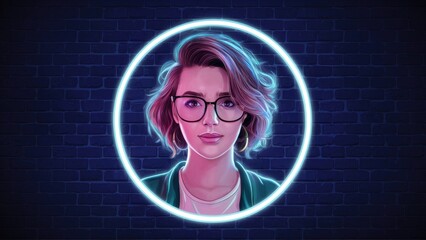 Animated Neon Overlay Template for Live Streaming - High-Tech Background Frame for Streamers with Transparent Areas for Desktop and Face Cam. Ideal for OBS and Streamlabs Studio.