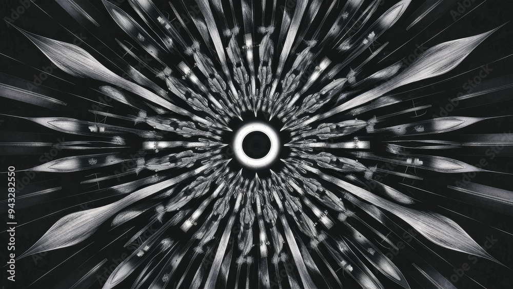 Fototapete black and white digital abstract fractal background created using computer graphics.