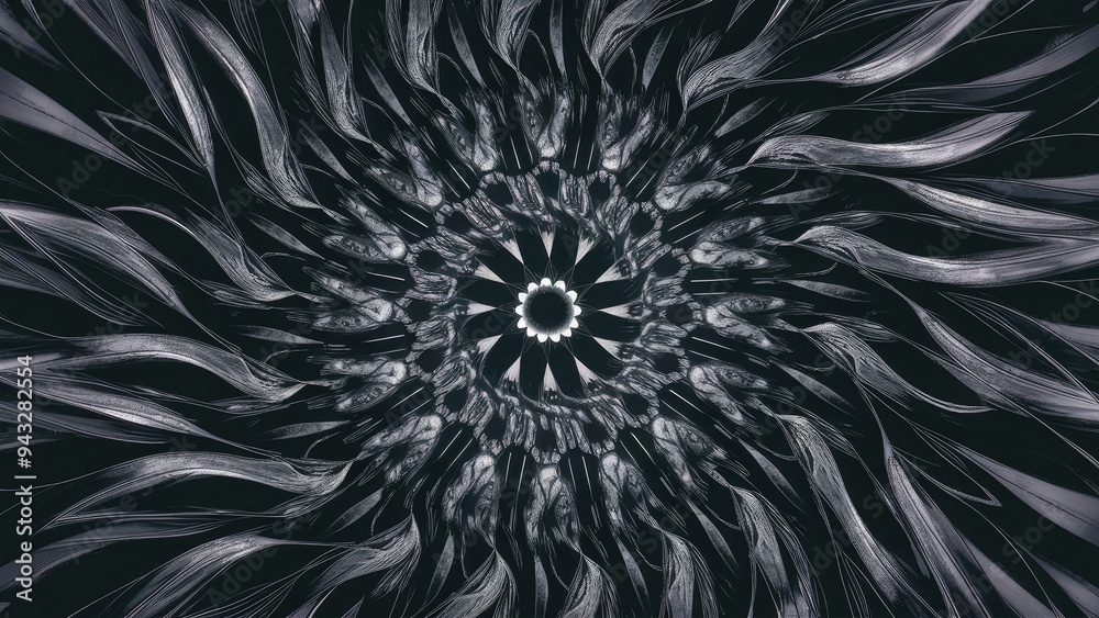 Fototapete black and white digital abstract fractal background created using computer graphics.