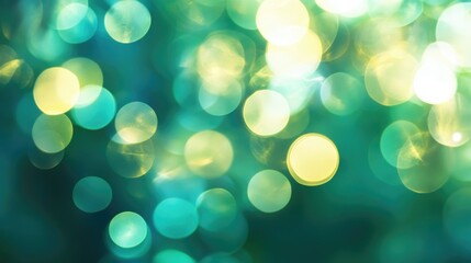 Obraz premium Bokeh circles in shades of green and blue on a soft background