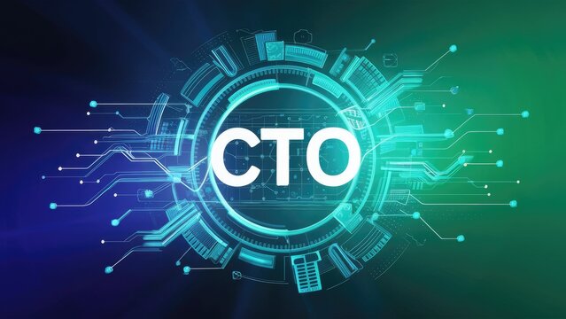Chief Technology Officer (CTO) Illustration on a Vibrant Cyan Blue Green Background