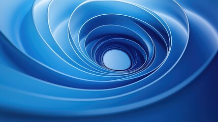 Fototapeta premium A smooth 3D rendered swirl in shades of blue against a matching blue backdrop