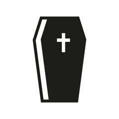 Illustration showing a black coffin icon on a white background Halloween holida