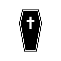 Illustration showing a black coffin icon on a white background Halloween holida