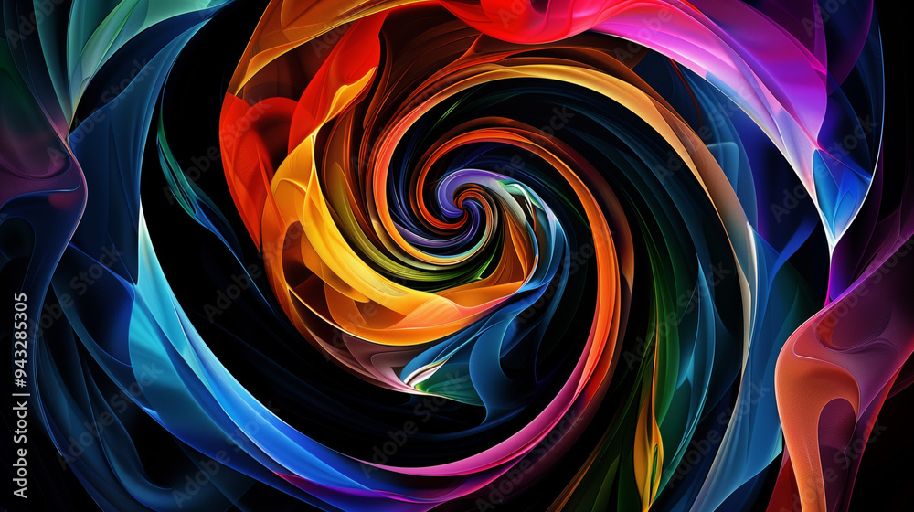 Wall mural vibrant swirl of rainbow colors creating a hypnotic spiral pattern in an abstract and dynamic design