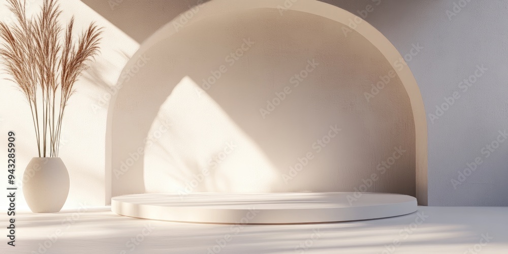 Aufkleber 3D rendering of a natural and minimalistic scene suitable for product display and presentation design
