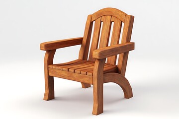 Fototapeta premium Isolated 3D render of a modern, comfortable wooden armchair on a wooden table in an empty room