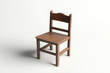 Isolated 3D render of a modern, comfortable wooden armchair on a wooden table in an empty room