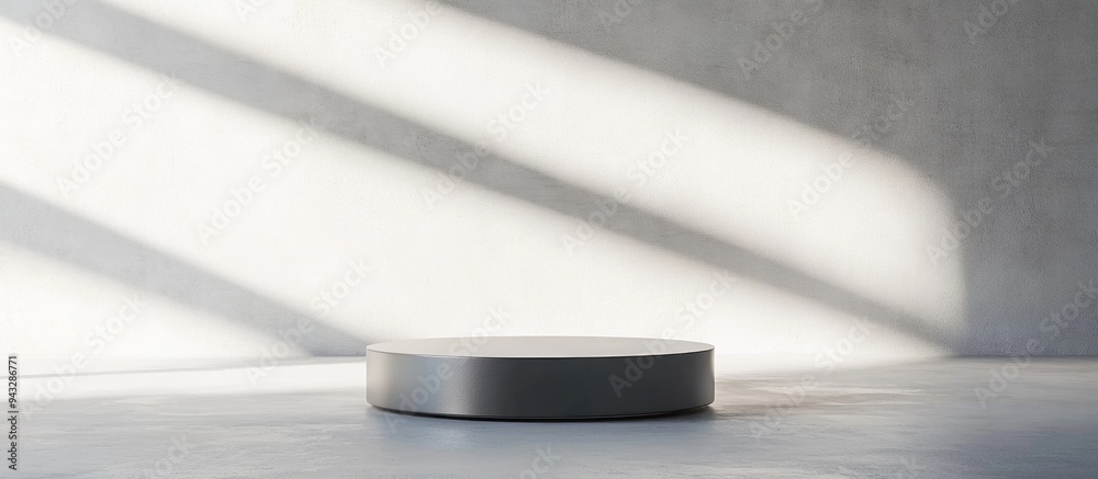 Poster 3d rendering of a metallic podium against a minimalist white backdrop
