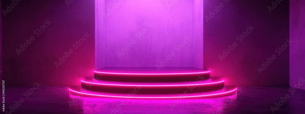 Poster 3D Render of an Abstract Background with a Podium Minimalistic Studio Setting with a Pedestal Interior Backdrop for a Landing Page Showcase or Product Presentation