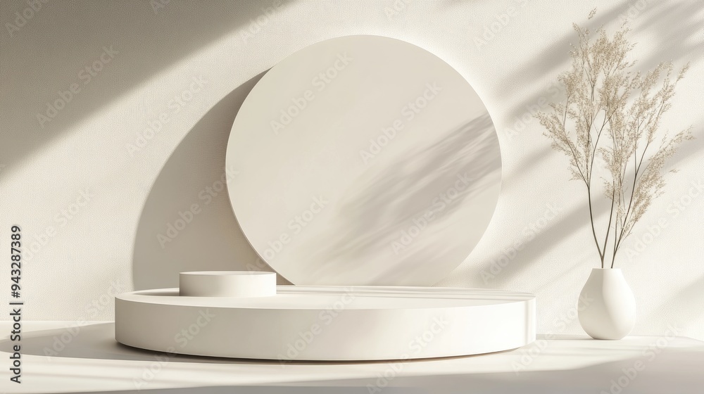 Aufkleber 3d rendering of a minimalist product backdrop suitable for fashion and cream cosmetic displays conte