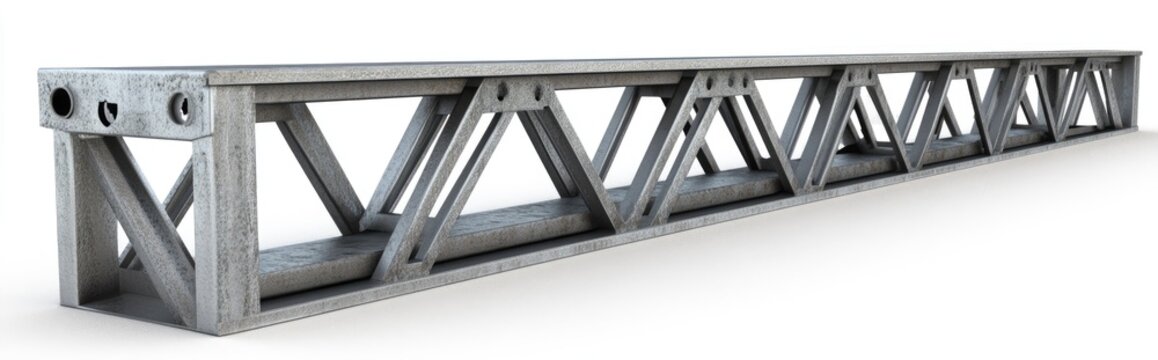 3D render of a steel truss girder element banner for construction isolated on a white background