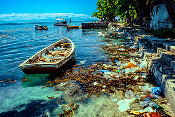 Fototapeta premium This photo shows the global problems of the ecology of the world's oceans.