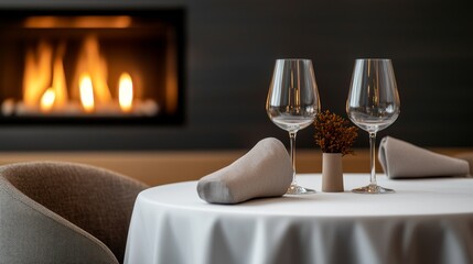 A cozy dining area with a round table, cushioned chairs, and a warm atmosphere