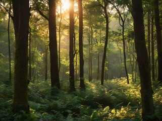 Obraz premium sunset in the forest