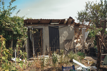 Shelling of civilians. Military aggression. Consequences of the enemy attack on the city of Dnepr. Destroyed residential. Remains of private houses. Consequences of shelling. Russia Ukraine war