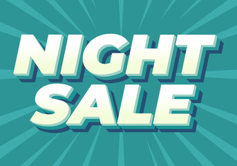 Night sale. Text effect design in 3D look with modern colors