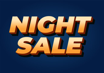 Night sale. Text effect design in 3D look with modern colors