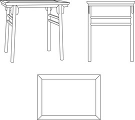 Vector sketch illustration silhouette design drawing furniture chair bench table old classic vintage ethnic traditional full of Chinese carvings