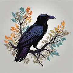 Fototapeta premium raven on a branch