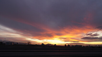 sunset over the city