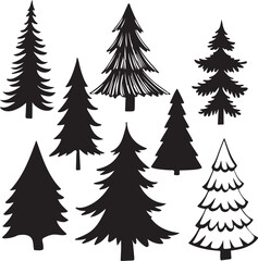 Obraz premium Christmas Tree vectors Christmas isolated Black silhouette Christmas Tree icon illustration 