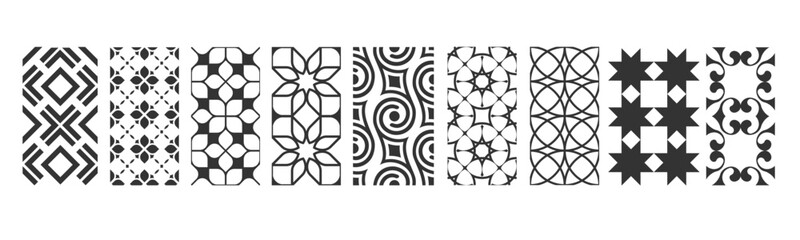 Naklejka premium Black and white arabic seamless patterns, vector set