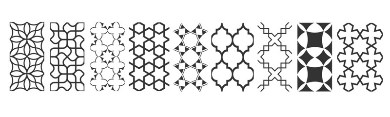 Monochrome Arabic seamless patterns, vector set