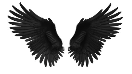 Black wings isolated on transparent background