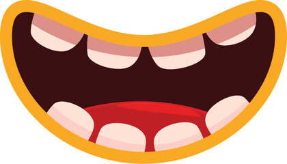 Cartoon mouth showing teeth is smiling and laughing