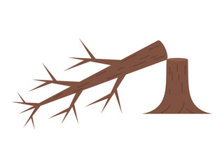 Icon depicting a fallen tree trunk and stump, representing deforestation, natural disasters, or logging.