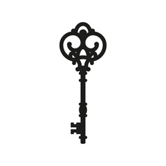 The black silhouette of the key. A simple flat vector illustration on a white background
