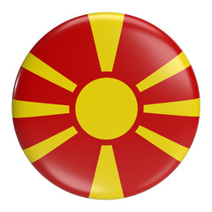 Obraz premium North Macedonia round flag icon with transparent background