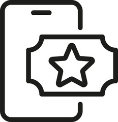 Smartphone symbol. Ticket icon. Linear style.