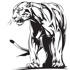 Elegant Black and White Panther Image Vector Illustration Featuring Graceful Lines on a Clean White Background for Artistic Appeal