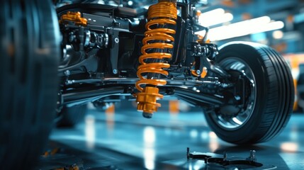 Naklejka premium Close-Up of a Car's Suspension System