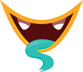 Cartoon monster mouth sticking out tongue making a funny face