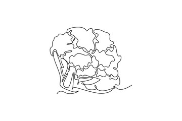 Single continuous line drawing whole healthy organic cauliflower for kitchen logo identity. Fresh brassica oleracea concept for vegetable icon. Dynamic one line draw graphic design vector illustration