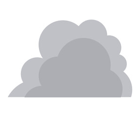 Minimalist grey cloud smog icon, flat and simple, representing atmospheric conditions, weather, and the environment. Smoke icon
