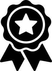 Award ribbon icon. Silhouette style.