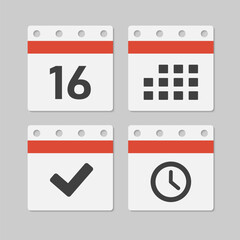 Icon page calendar - 16 day, agenda, timer, done