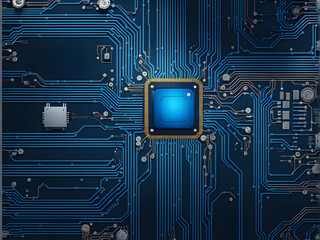 Chip circuit board design, artificial intelligence and Internet background, digital life