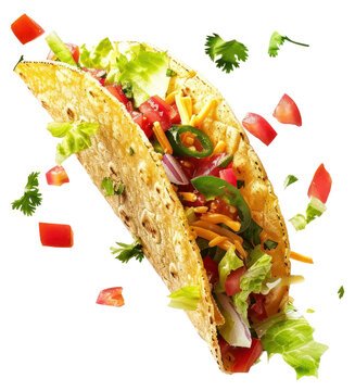 PNG Dissected floating taco ketchup food.