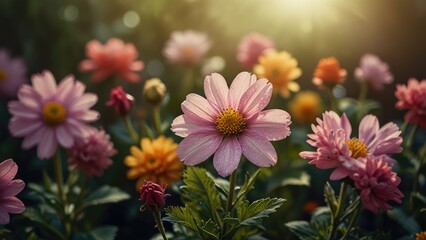 pink and yellow flowers