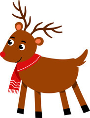 Deer icon. Cartoon style. Christmas decoration.