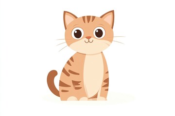 Obraz premium Cute cat concept. Adorable domestic animal sitting. Fluffy tabby brown pet. Lovely kitten stands. Graphic element for website. Generative Ai
